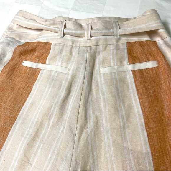 Anthropologie ETT TWA Striped Wide Leg Linen Pants Belted - Picture 5 of 9
